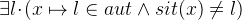 $\exists l\mathord {\mkern 1mu\cdot \mkern 1mu}(x \mapsto l \in aut \land sit(x) \neq l)$