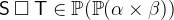 $\textsf{S}\mathbin {\Box }\textsf{T}\in \mathop {\mathbb P\hbox{}}\nolimits (\mathop {\mathbb P\hbox{}}\nolimits (\alpha \mathbin \times \beta ))$