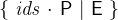 $\{ ~ \textit{ids}~ \mathord {\mkern 1mu\cdot \mkern 1mu}~ \textsf{P}~ |~ \textsf{E}~ \} $