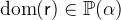 $\mathop {\mathrm{dom}}\nolimits (\textsf{r})\in \mathop {\mathbb P\hbox{}}\nolimits (\alpha )$