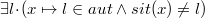 $\exists l\mathord {\mkern 1mu\cdot \mkern 1mu}(x \mapsto l \in aut \land sit(x) \neq l)$