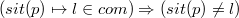 \[  ( sit(p) \mapsto l \in com ) \Rightarrow ( sit(p)\neq l )  \]