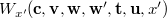 $W_{x'}(\mathbf{c},{\mathbf{v},\mathbf{w}},\mathbf{w}’,{\mathbf{t},\mathbf{u}},x’)$