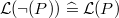 $\mathcal{L}(\lnot (P)) \mathrel {\widehat=}\mathcal{L}(P)$