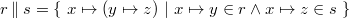 $r\mathbin \| s = \{ ~ x\mapsto (y\mapsto z)~ |~ x\mapsto y\in r \land x\mapsto z\in s ~ \} $